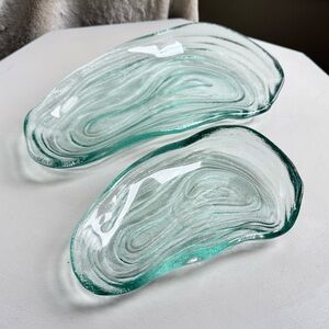 Set of Two Unique Glass Serving Dishes